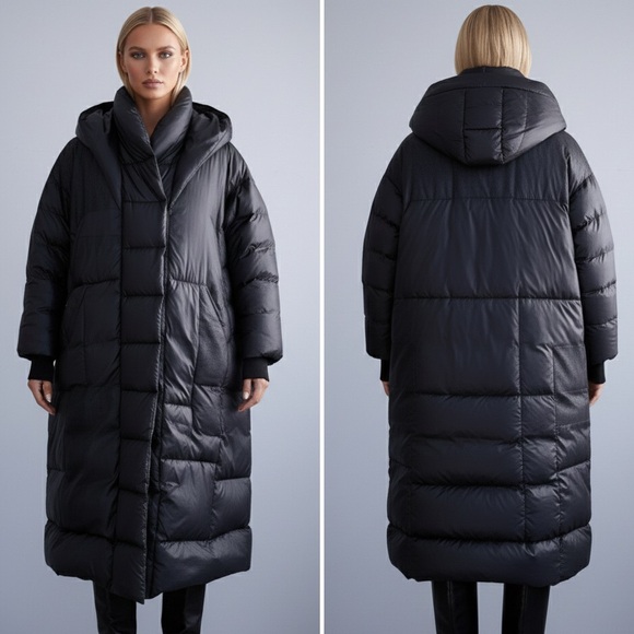 The Eight Senses Jackets & Blazers - The Eight Senses Black Oversized Cloud Down Puffer Coat Full Length Hooded L OS